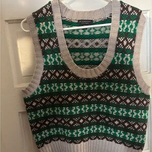 Burberry Women's Green and Black Patterned Tank Top